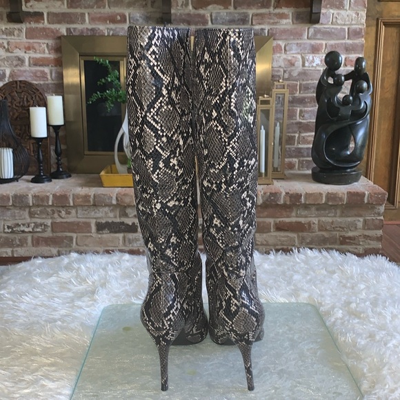 Steve Madden Snake Print Knee-high Heeled Boots - Picture 3 of 7